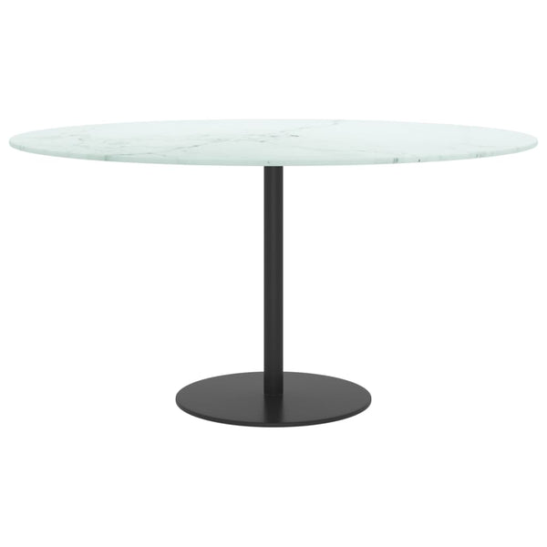 Tischplatte Weiß Marmoroptik Ø80cm Hartglas