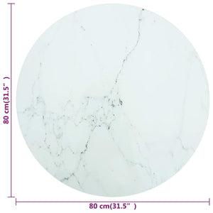Tischplatte Weiß Marmoroptik Ø80cm Hartglas