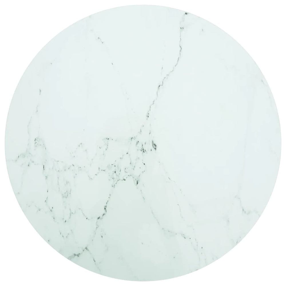 vidaXL Plateau de table Blanc Ø90x1 cm Verre trempé aspect marbre