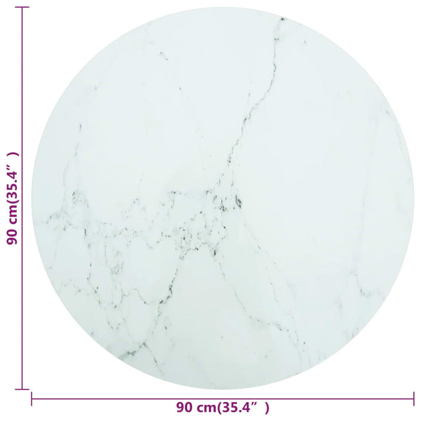 Tischplatte Ø90cm Marmoroptik Hartglas