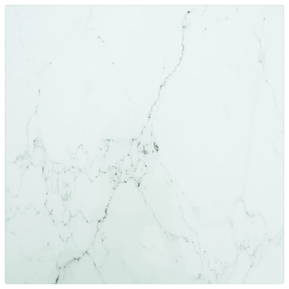 vidaXL Plateau de table Blanc 30x30 cm Verre trempé 6 mm aspect marbre
