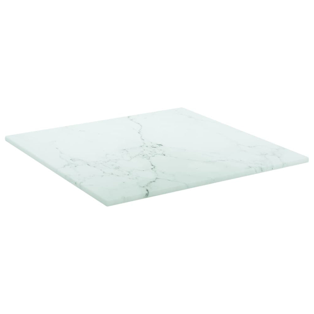 vidaXL Plateau de table Blanc 30x30 cm Verre trempé 6 mm aspect marbre