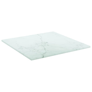 Tischplatte Weiß Marmoroptik 30x30 cm Hartglas