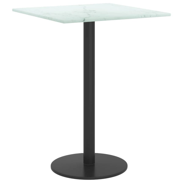 Tischplatte Weiß Marmoroptik 30x30 cm Hartglas
