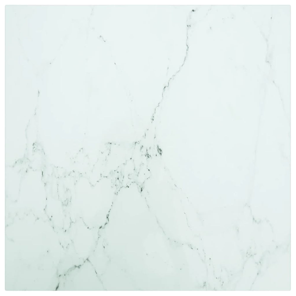 vidaXL Plateau de table Blanc 50x50 cm 6 mm Verre trempé aspect marbre