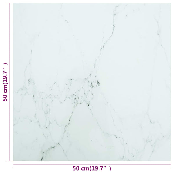 Tischplatte Marmor Optik Weiß 50x50 cm