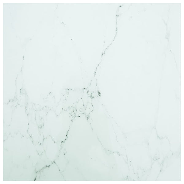 Tischplatte Weiß Marmoroptik 70x70 cm Hartglas
