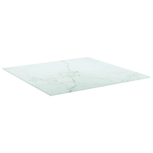 Tischplatte Weiß Marmoroptik 70x70 cm Hartglas