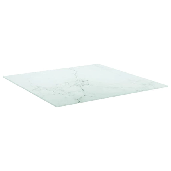 Tischplatte Weiß Marmoroptik 70x70 cm Hartglas