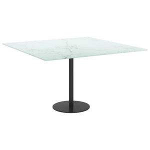 Tischplatte Weiß Marmoroptik 70x70 cm Hartglas