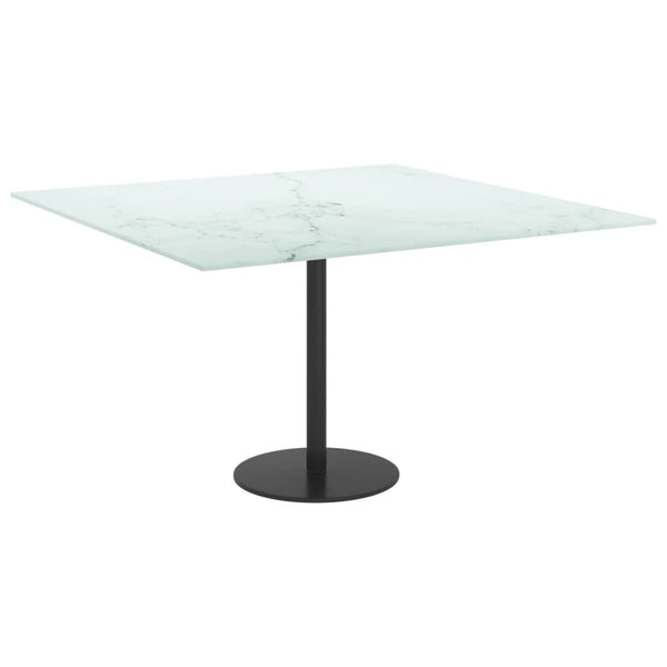 Tischplatte Weiß Marmoroptik 70x70 cm Hartglas