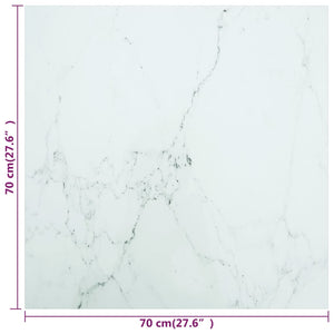 Tischplatte Weiß Marmoroptik 70x70 cm Hartglas