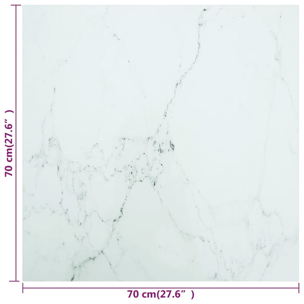 Tischplatte Weiß Marmoroptik 70x70 cm Hartglas