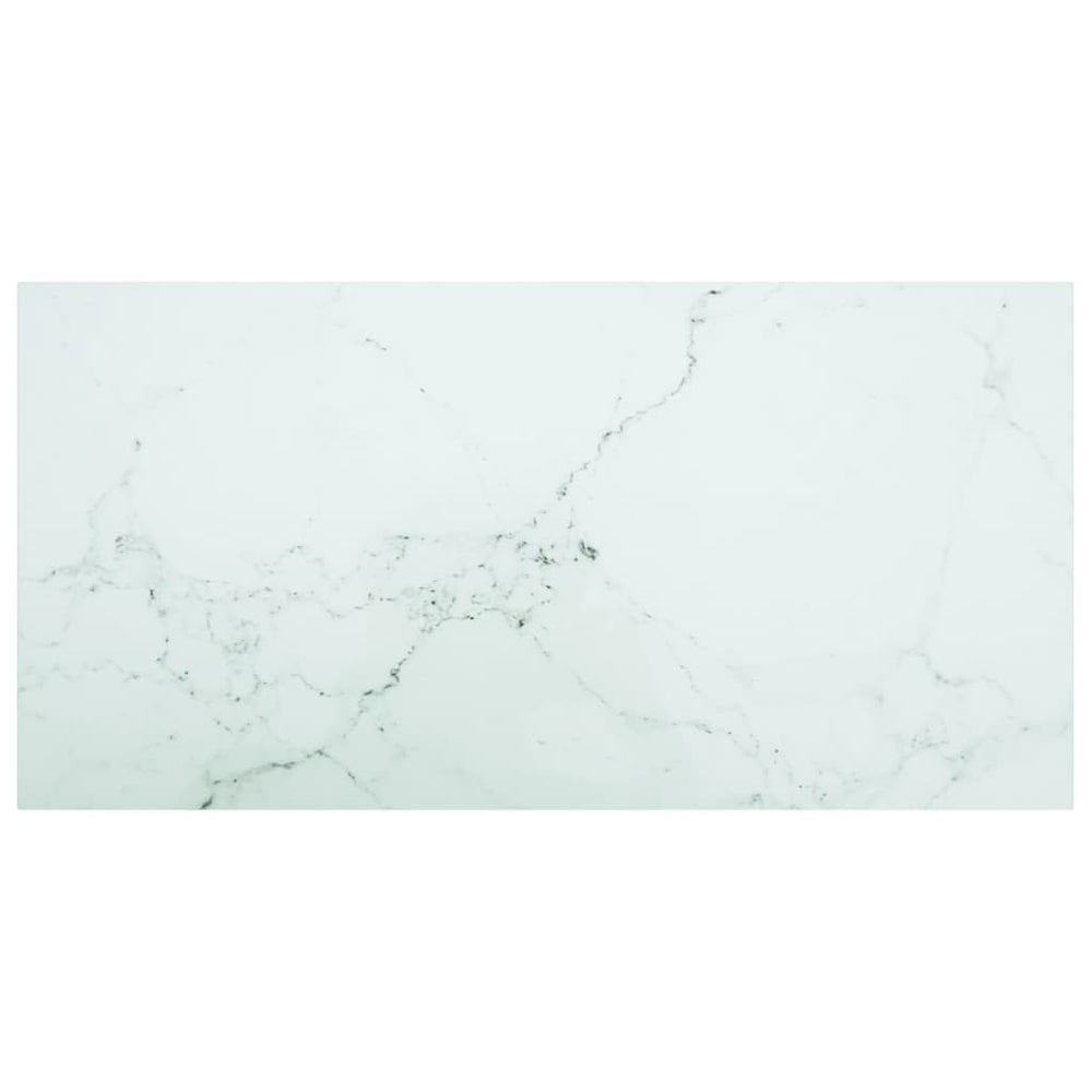 vidaXL Plateau de table Blanc 100x50 cm Verre trempé 6 mm aspect marbre