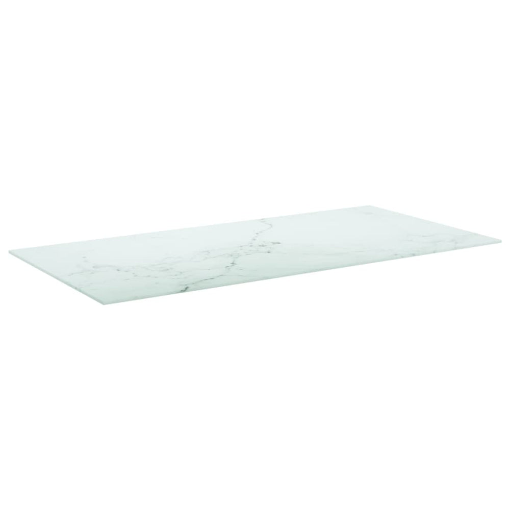 vidaXL Plateau de table Blanc 100x50 cm Verre trempé 6 mm aspect marbre