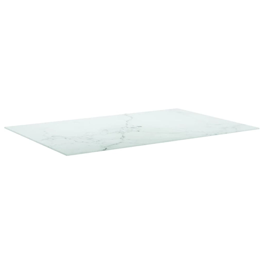 vidaXL Plateau de table Blanc 100x62 cm Verre trempé 8 mm aspect marbre