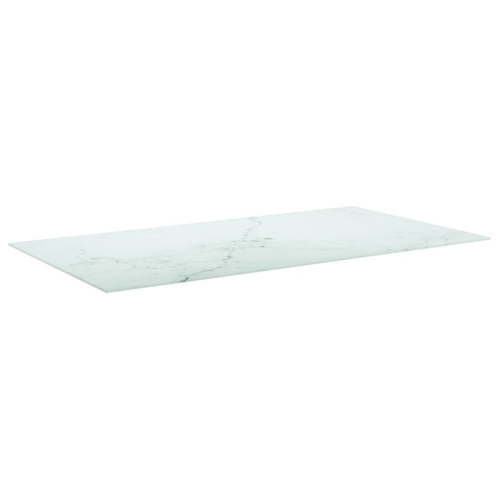 vidaXL Plateau de table en verre trempé blanc 120x65 cm 8 mm effet marbre