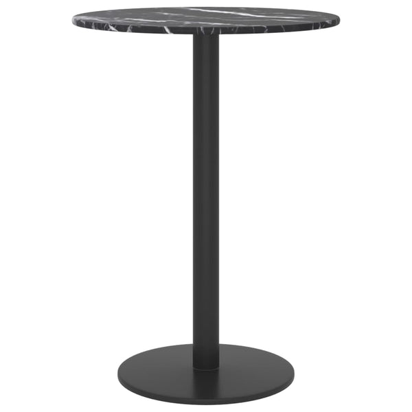 Tischplatte Schwarz Marmoroptik Ø30cm Hartglas