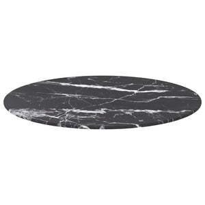 Tischplatte Schwarz Marmoroptik Ø60cm Hartglas