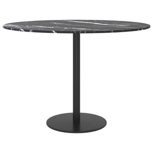 Tischplatte Schwarz Marmoroptik Ø60cm Hartglas