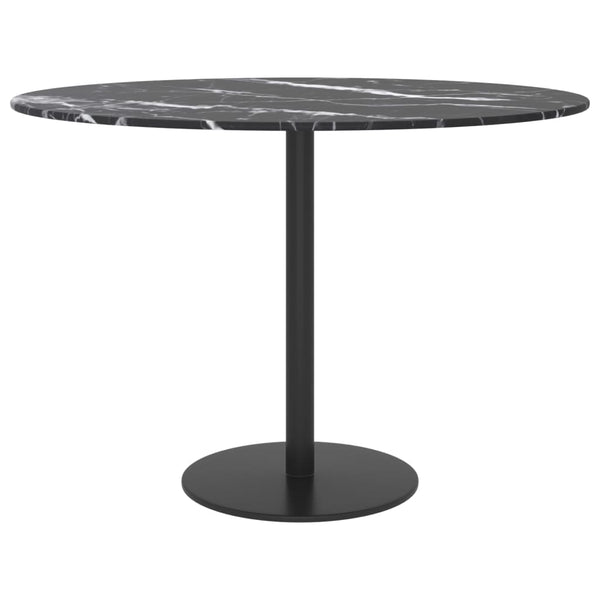 Tischplatte Schwarz Marmoroptik Ø60cm Hartglas
