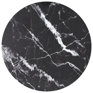 Schwarze Tischplatte aus Hartglas in Marmoroptik Ø80cm
