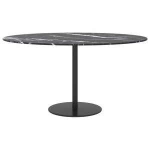 Schwarze Tischplatte aus Hartglas in Marmoroptik Ø80cm