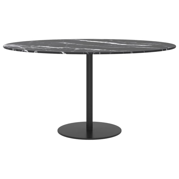 Schwarze Tischplatte aus Hartglas in Marmoroptik Ø80cm