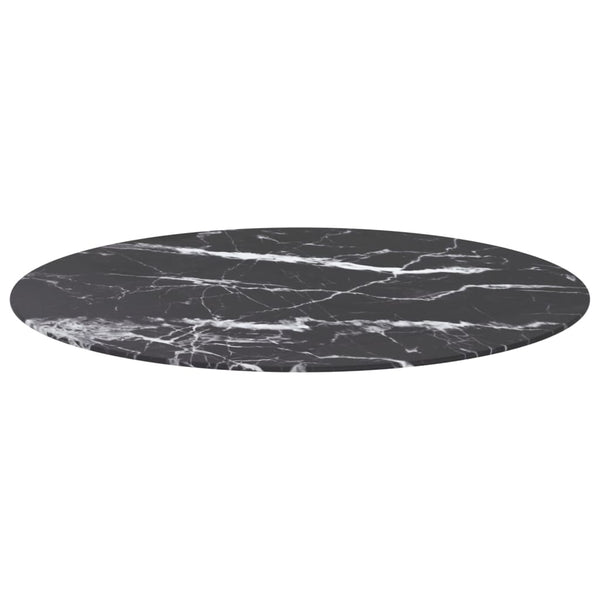 Tischplatte Schwarz Marmoroptik Ø90cm