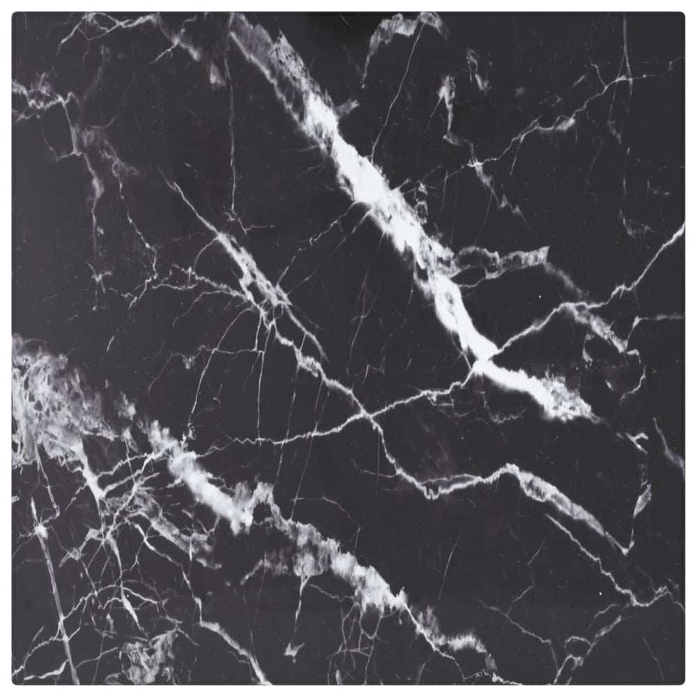 vidaXL Plateau de table noir 30x30 cm en verre trempé 6 mm aspect marbre