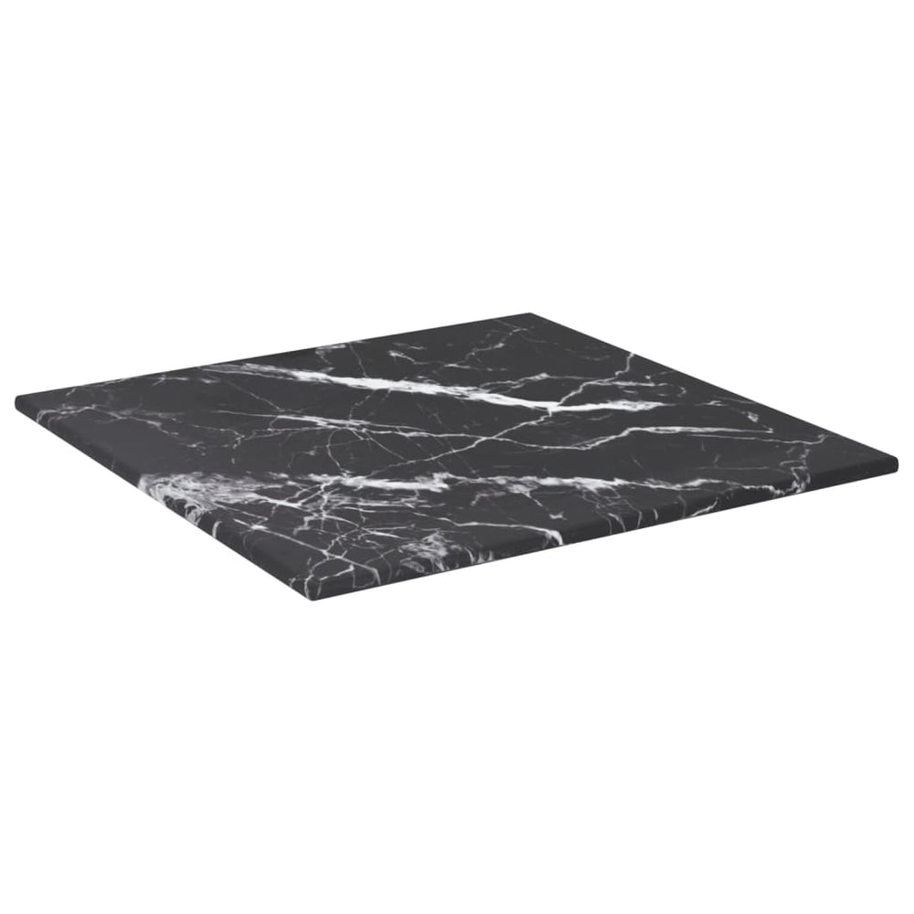 vidaXL Plateau de table noir 30x30 cm en verre trempé 6 mm aspect marbre