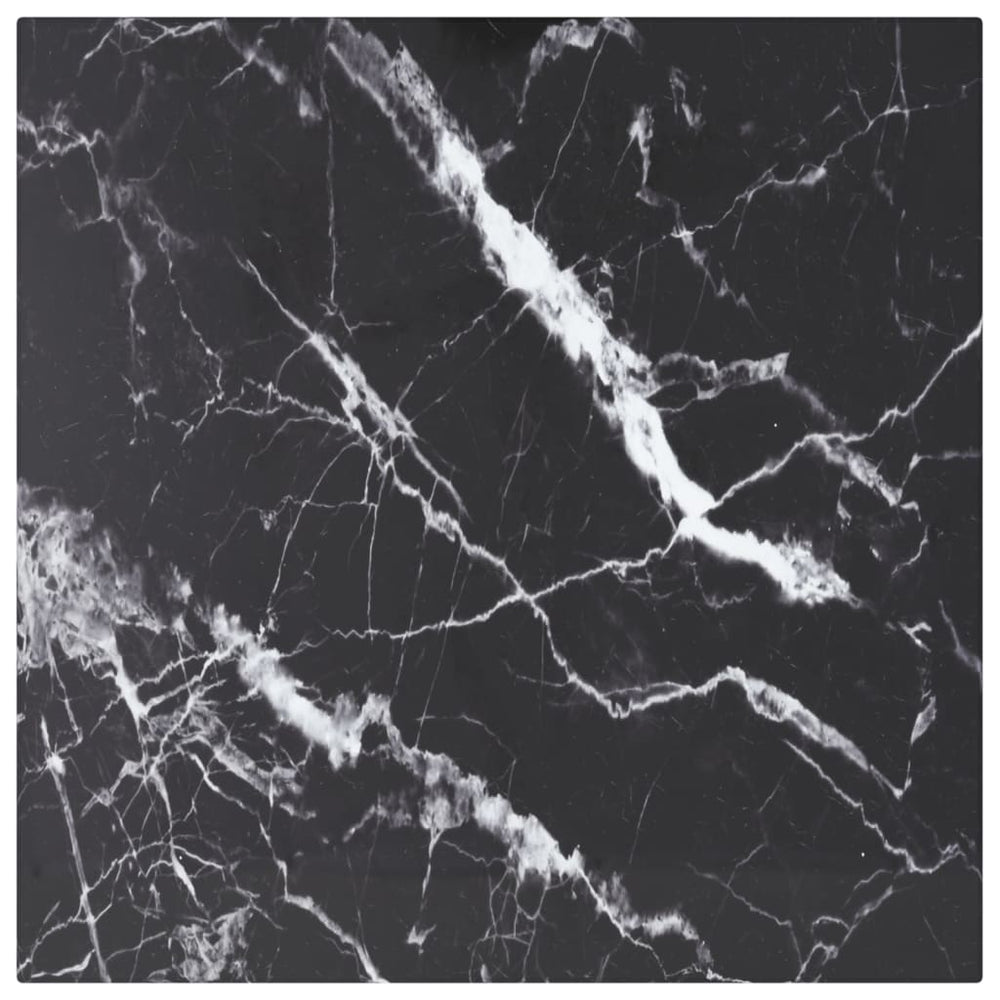 vidaXL Dessus de table Noir 40x40 cm 6 mm Verre trempé aspect marbre