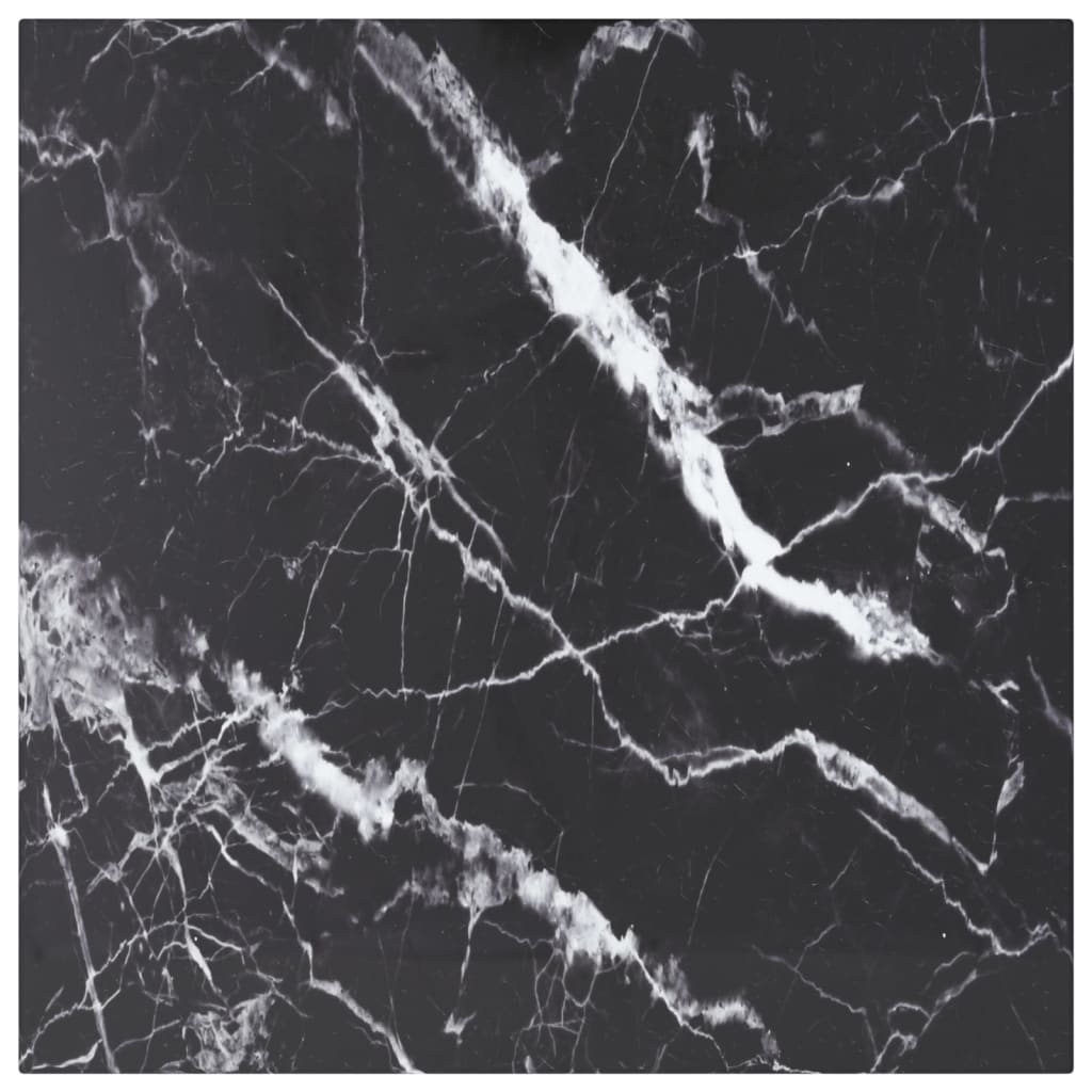 Schwarze Tischplatte Marmoroptik, 50x50 cm