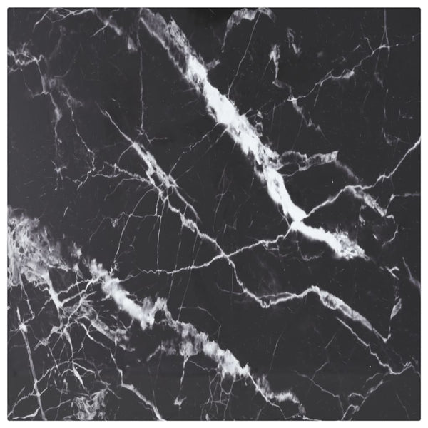Schwarze Tischplatte Marmoroptik, 50x50 cm