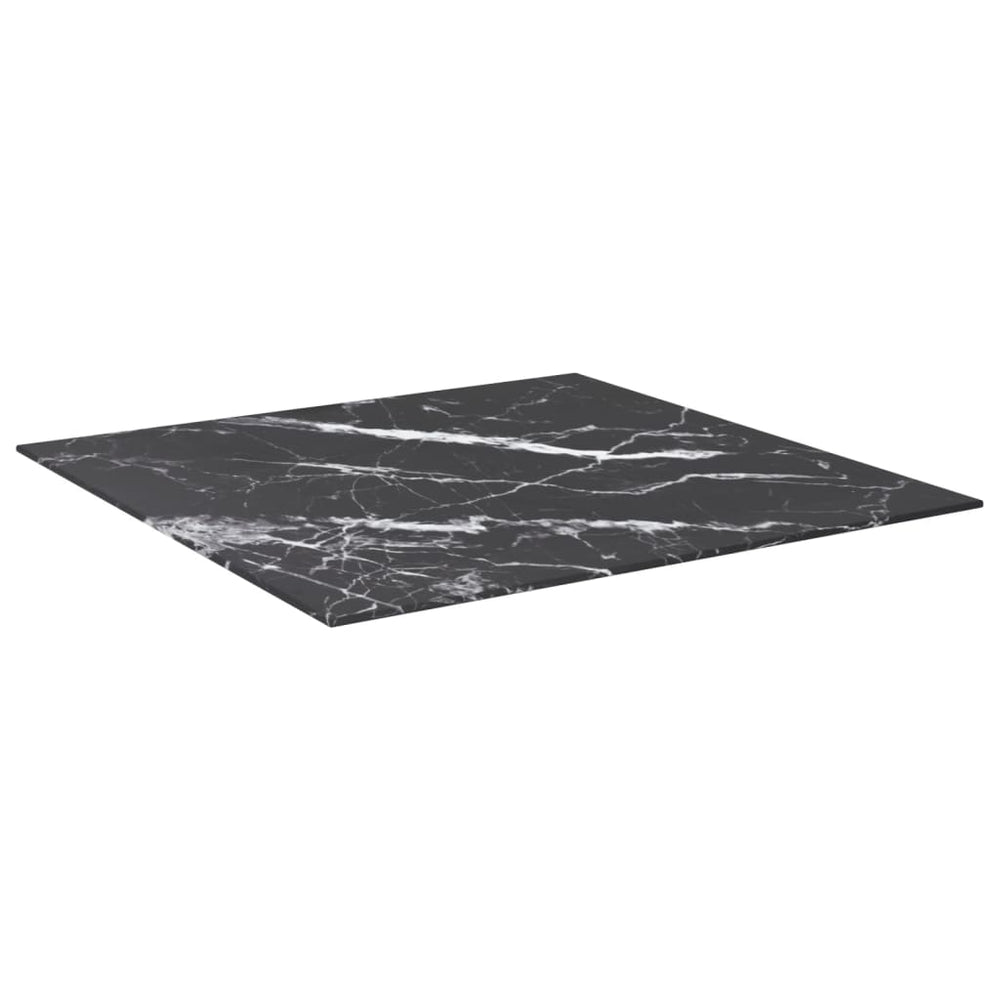 vidaXL Plateau de table noir 70x70 cm 6 mm verre trempé aspect marbre