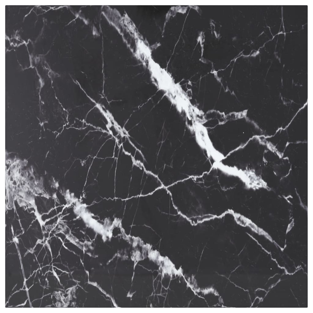 vidaXL Plateau de table noir 80x80 cm en verre trempé 6 mm aspect marbre