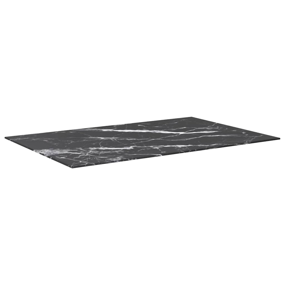 vidaXL Plateau de table noir 100x62 cm 8 mm en verre trempé aspect marbre