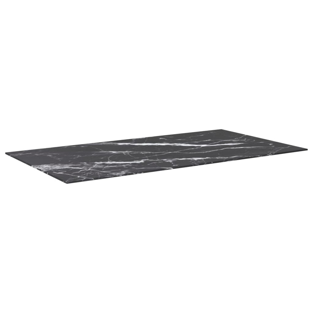 vidaXL Plateau de table noir 120x65 cm en verre trempé 8 mm aspect marbre