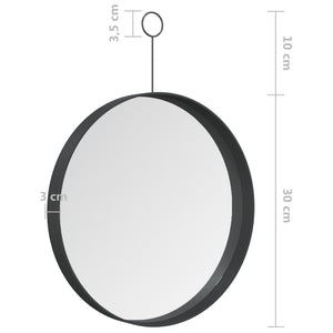 Hängespiegel mit Haken, Schwarz, 30cm