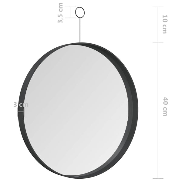 Hängespiegel Schwarz mit Haken 40cm