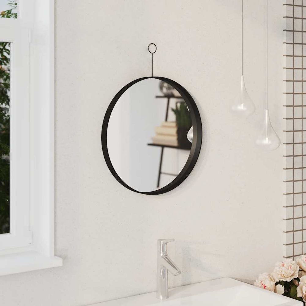 Hängespiegel Schwarz mit Haken 40cm
