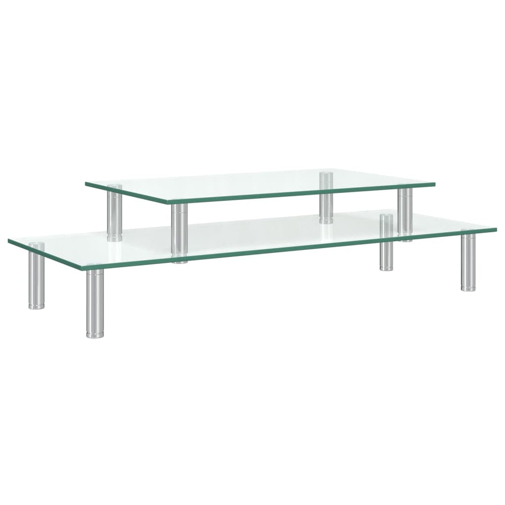 vidaXL Support de moniteur à 2 niveaux en verre transparent