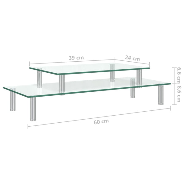 Monitorständer 2-stufig Transparentes Glas