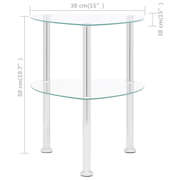 Beistelltisch Transparent Hartglas 38x38x50cm