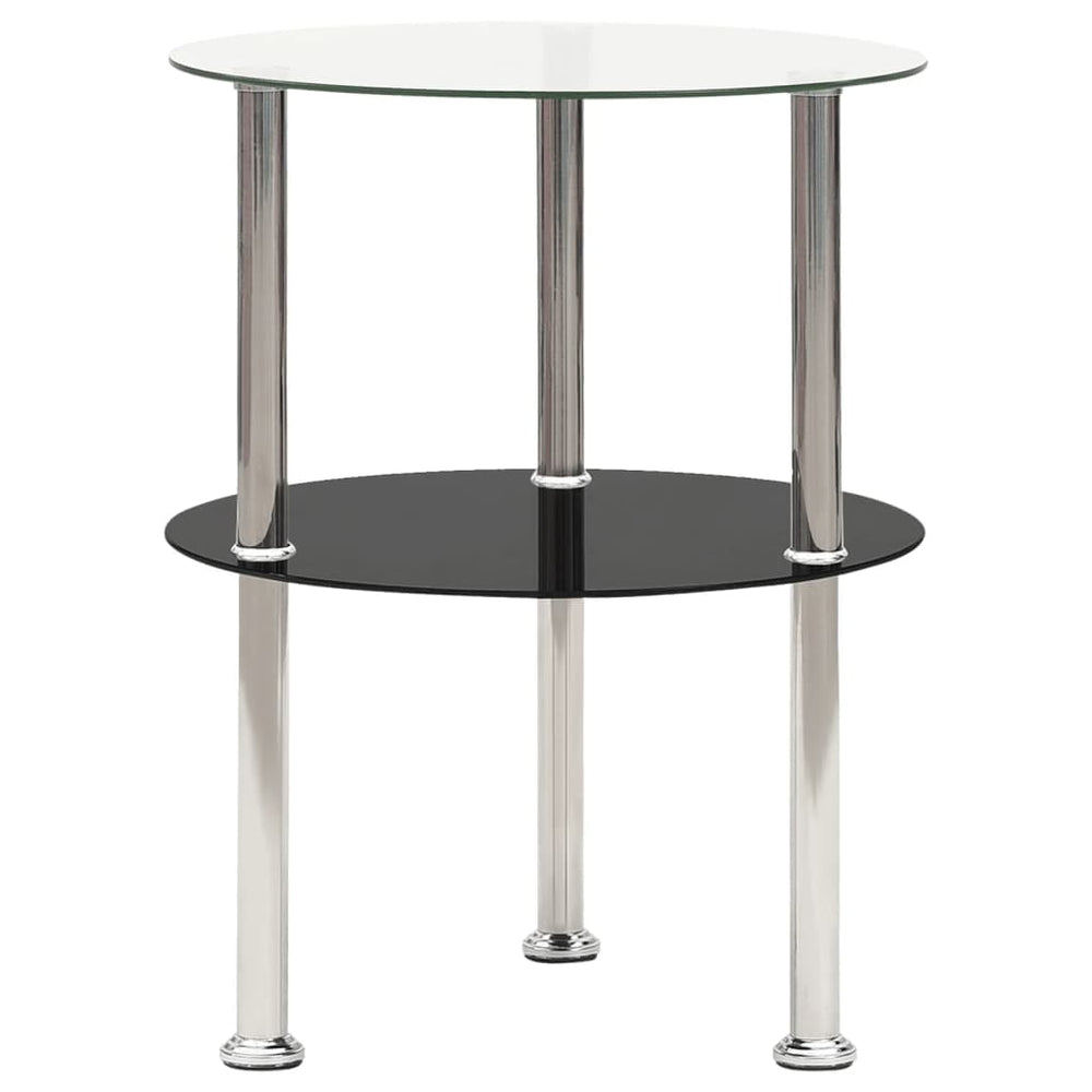 Beistelltisch Transparent & Schwarz Hartglas