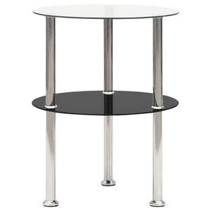 Beistelltisch Transparent & Schwarz Hartglas