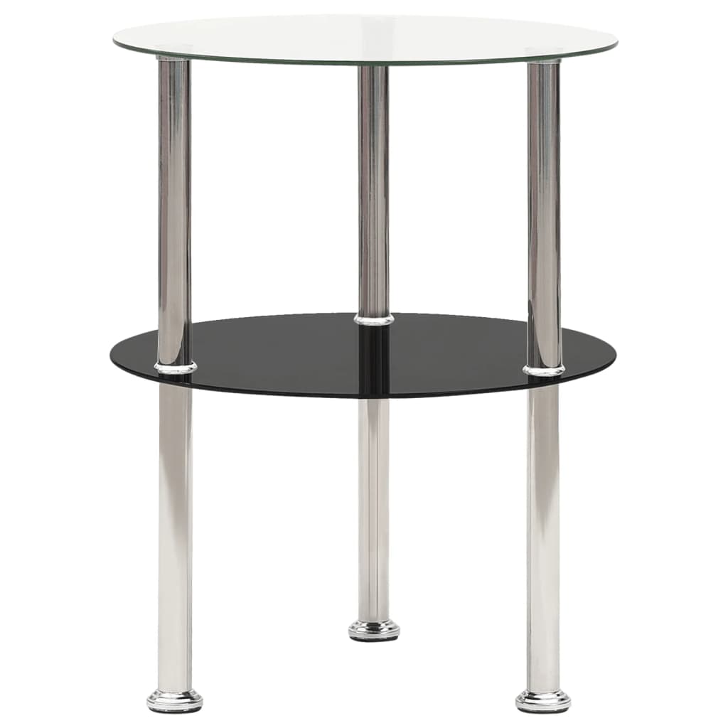 Beistelltisch Transparent & Schwarz Hartglas