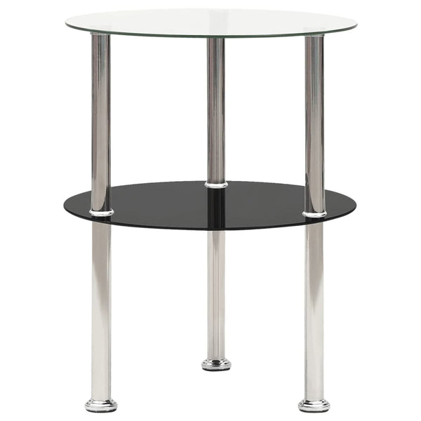 Beistelltisch Transparent & Schwarz Hartglas