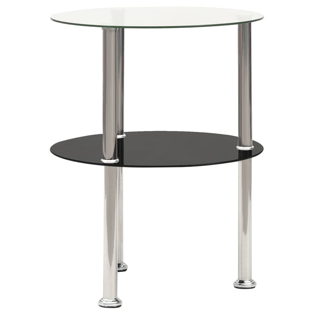 Beistelltisch Transparent & Schwarz Hartglas