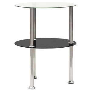 Beistelltisch Transparent & Schwarz Hartglas